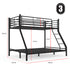 Metal Single over Double Bunk Bed Frame, Dark Matte Grey
