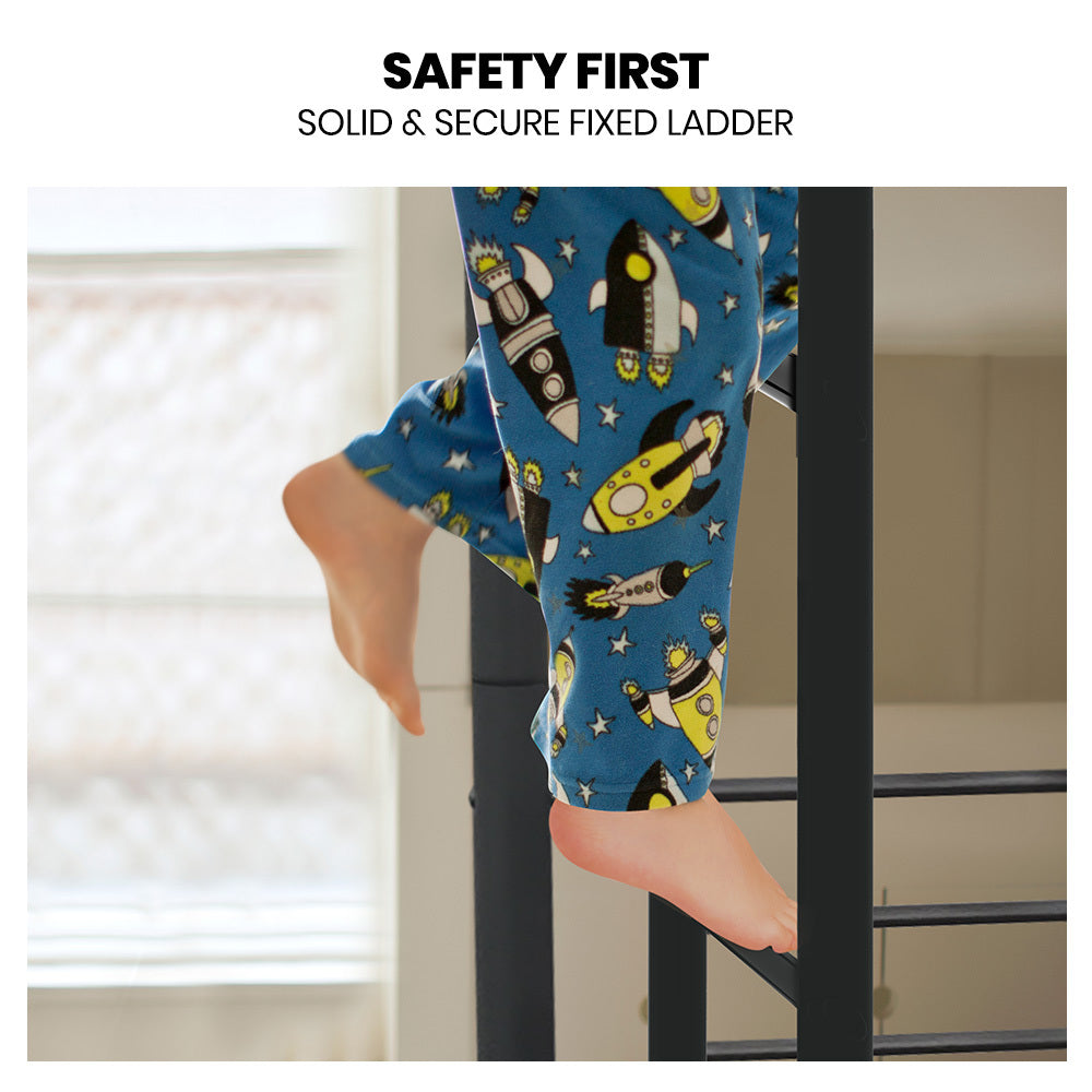 Metal Single over Double Bunk Bed Frame, Dark Matte Grey