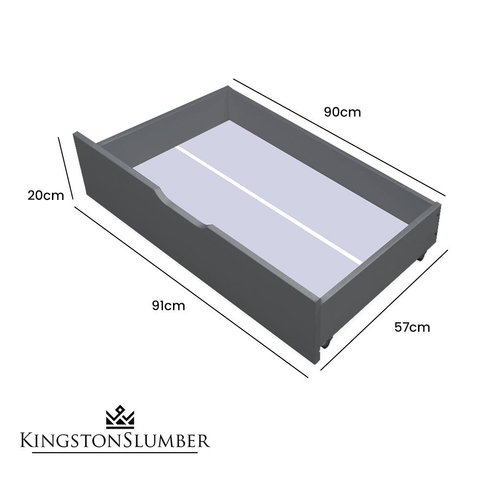 Trundle Storage Under Bunk Bed Drawers, 2 Pieces, Grey