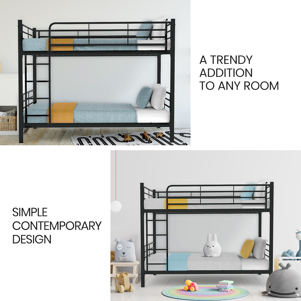 2in1 Single Metal Bunk Bed Frame, with Modular Design, Dark Matte Grey