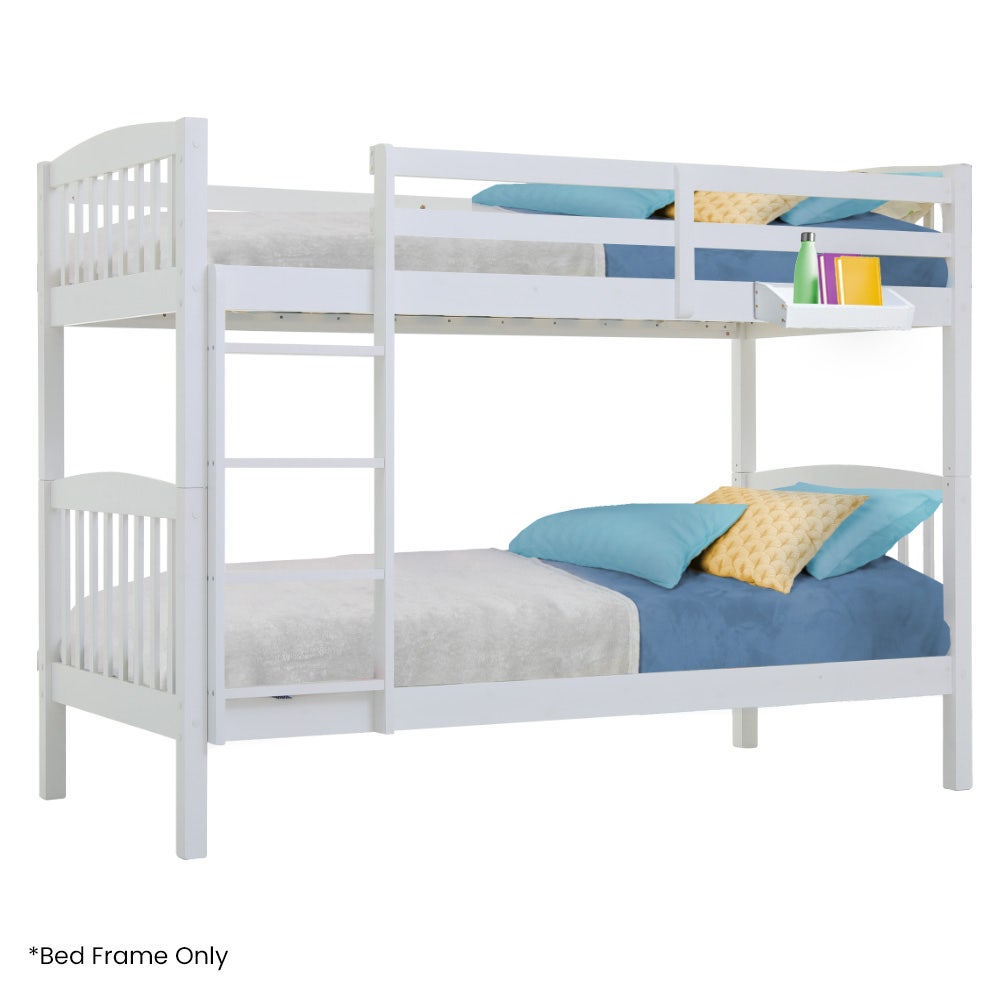 Wooden Kids Bunk Bed Frame, with Modular Design that can convert to 2 Single, White