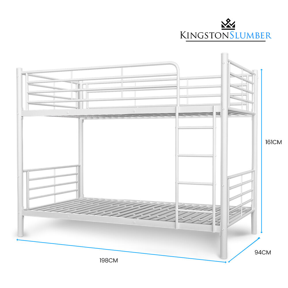 KINGSTON SLUMBER 2in1 Single Metal Bunk Bed Frame, with Modular Design, Matte White