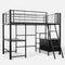 Gaming Loft Bed with Desk and Storage Cabinet, Steel Metal Frame, Space Saving Design, for Single Mattress, Matte Dark Grey