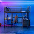 Gaming Loft Bed with Desk and Storage Cabinet, Steel Metal Frame, Space Saving Design, for Single Mattress, Matte Dark Grey