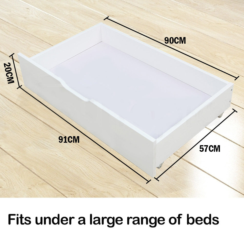 Trundle Under Bed Storage Drawers, 2 Pieces, White