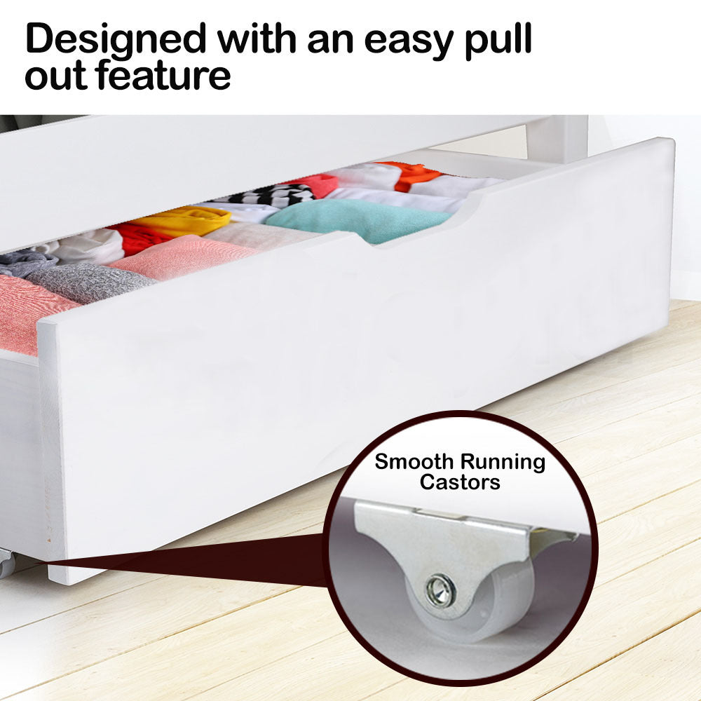 Trundle Under Bed Storage Drawers, 2 Pieces, White