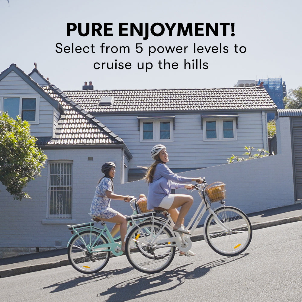 Laneway 5 Vintage Electric Bike, Torque Sensor equipped eBike, Medium, White