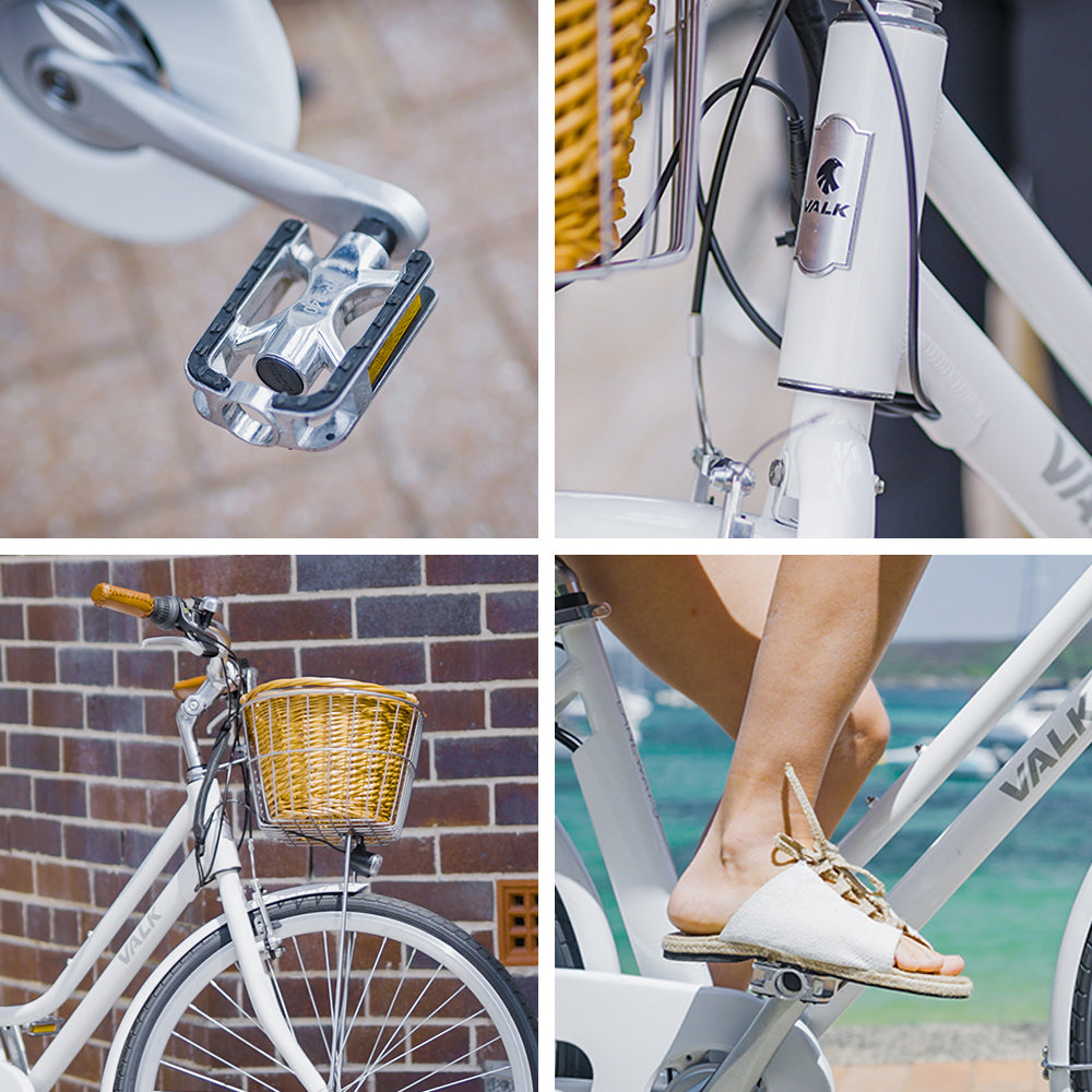 Laneway 5 Vintage Electric Bike, Torque Sensor equipped eBike, Medium, White