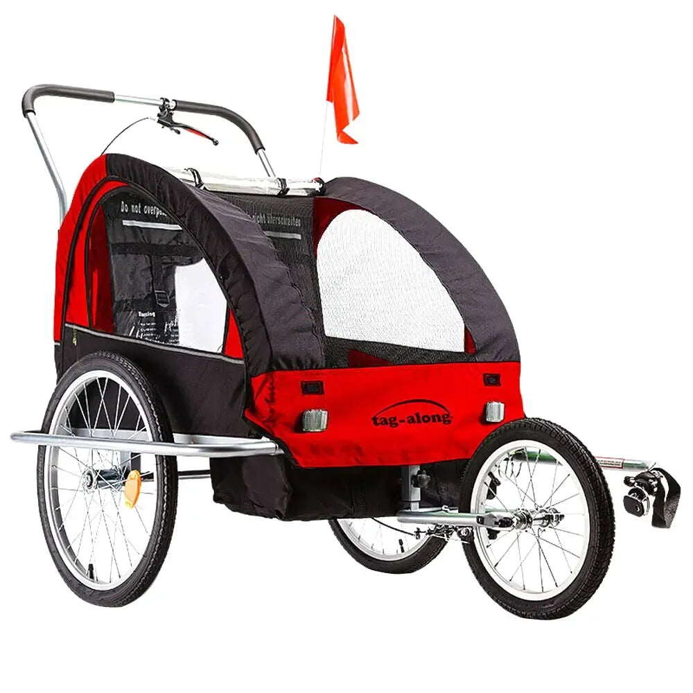 Kids Bike Trailer Child Bicycle Pram Stroller Children Wheel Jogger Red