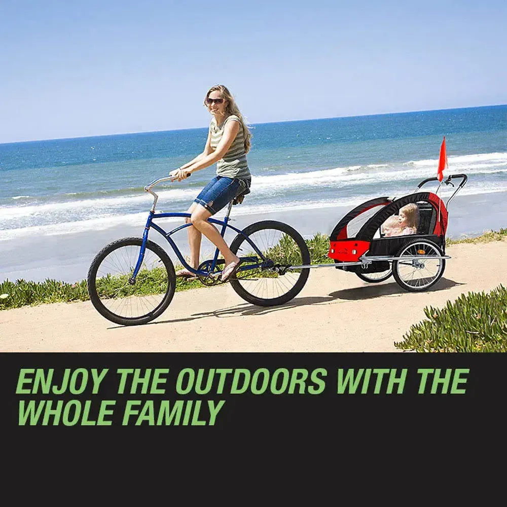Kids Bike Trailer Child Bicycle Pram Stroller Children Wheel Jogger Red