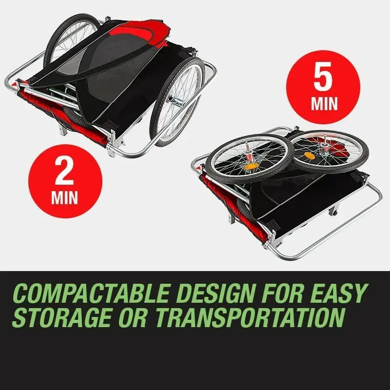 Kids Bike Trailer Child Bicycle Pram Stroller Children Wheel Jogger Red