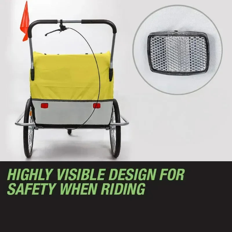 Kids Bike Trailer Bicycle Pram Stroller Children Jogger Yellow