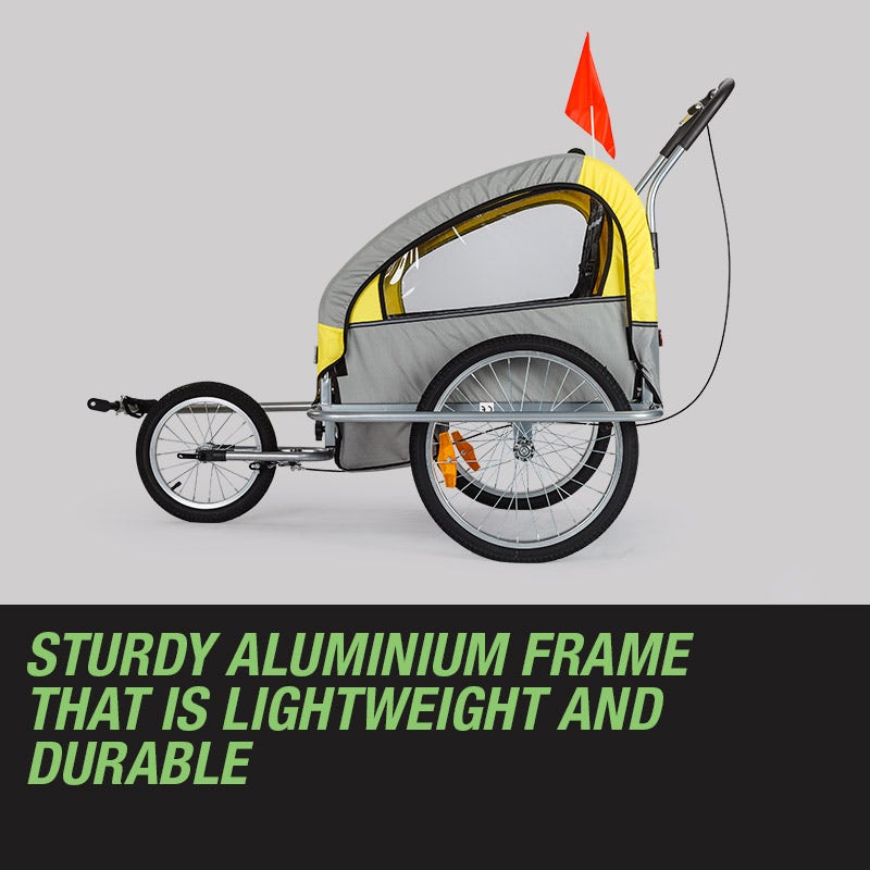 Kids Bike Trailer Bicycle Pram Stroller Children Jogger Yellow