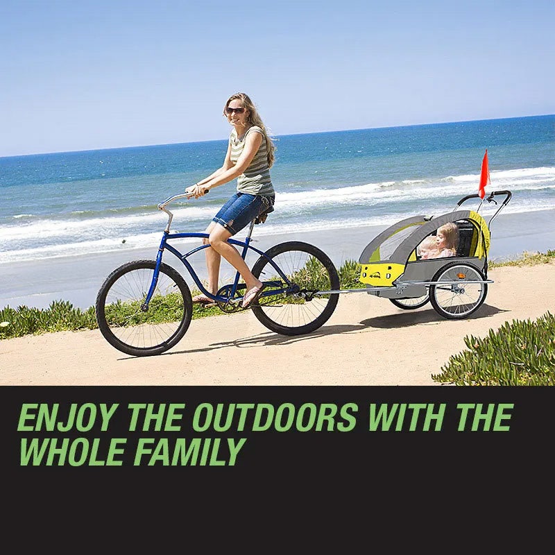 Kids Bike Trailer Bicycle Pram Stroller Children Jogger Yellow