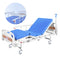4 Function Medical Bed, w/ Mattress & Over Bed Table, Easy Manual Adjustable Back and Leg Incline, IV Pole