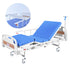 4 Function Medical Bed, w/ Mattress & Over Bed Table, Easy Manual Adjustable Back and Leg Incline, IV Pole