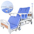 7 Function Medical Bed, w/ Mattress & Over Bed Table, Adjustable Back and Leg Lifting, Lateral Tilting, Commode Bowl, IV Pole