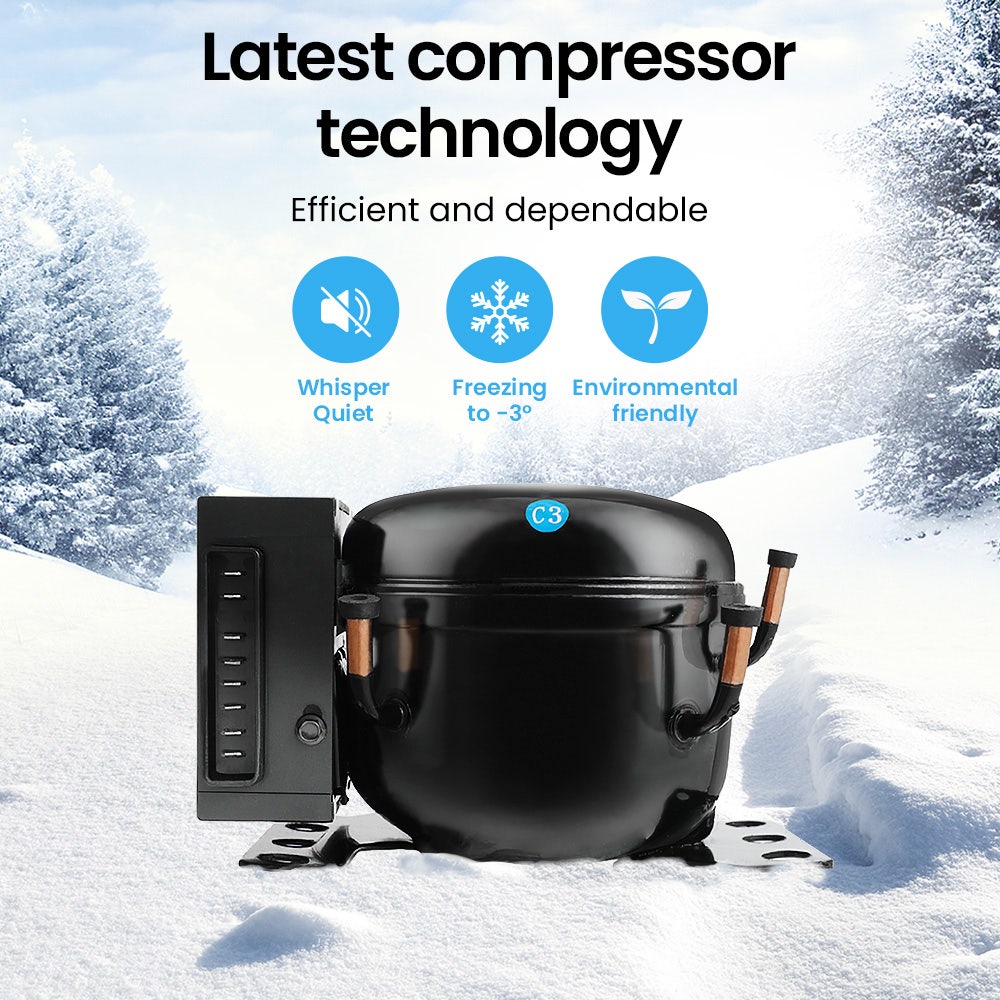 70L Portable Bar Fridge and Freezer 12V/24V for Camping, Caravans, Black