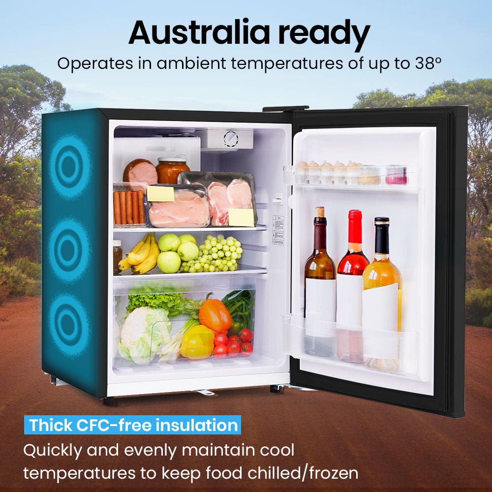 70L Portable Bar Fridge and Freezer 12V/24V for Camping, Caravans, Black