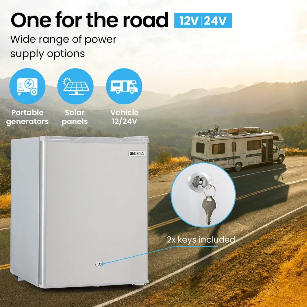 70L Portable Bar Fridge and Freezer 12V/24V for Camping, Caravans, Silver