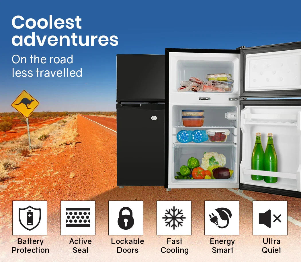95L Portable Upright Fridge, 12V/24V for Motorhome, Caravan, Black