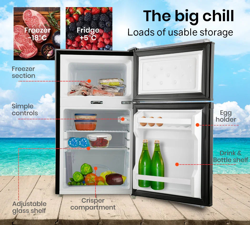95L Portable Upright Fridge, 12V/24V for Motorhome, Caravan, Black