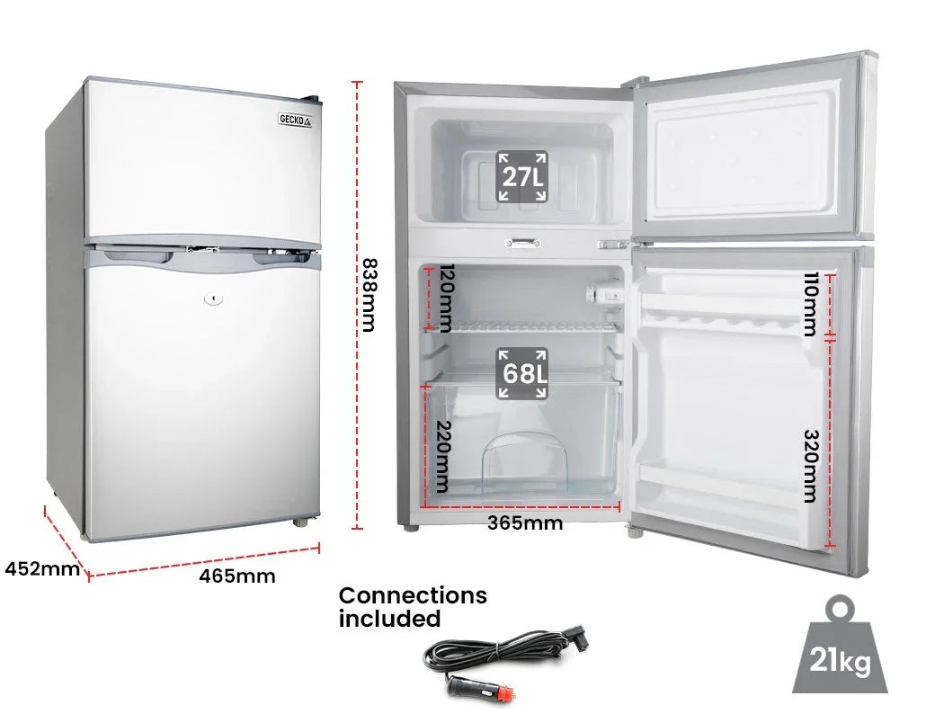95L Portable Upright Fridge, 12V/24V for Motorhome, Caravan, Silver