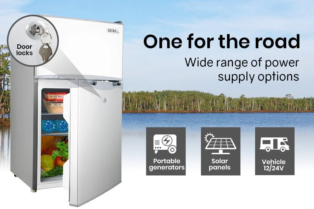 95L Portable Upright Fridge, 12V/24V for Motorhome, Caravan, Silver