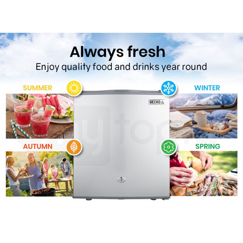 GECKO 57L Portable Camping Bar Fridge with Freezer 12V/24V, Silver