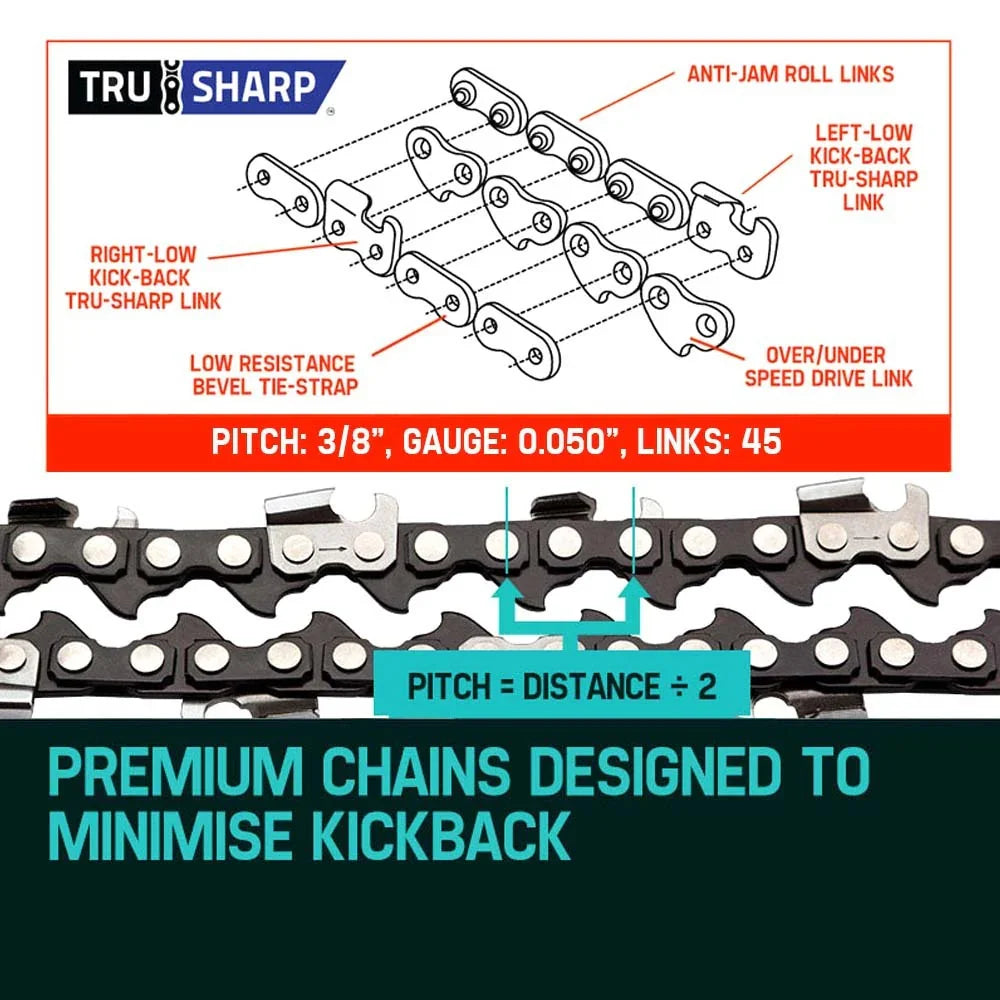 2 x 12  Chainsaw Chain 12in Bar Spare Part Replacement Suits Pole Saws