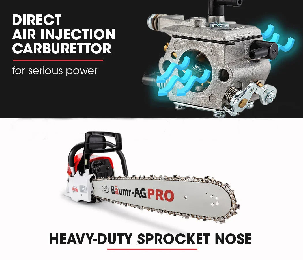 62CC Petrol Commercial Chainsaw 20 Bar E-Start Pruning Chain Saw