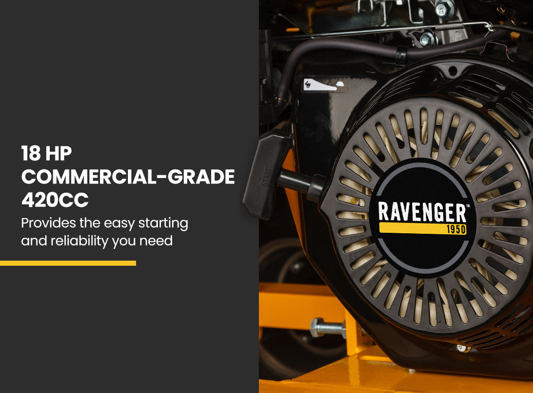 18HP 420cc Petrol Commercial Wood Chipper, Towable, Tree Mulcher - Ravenger 1950
