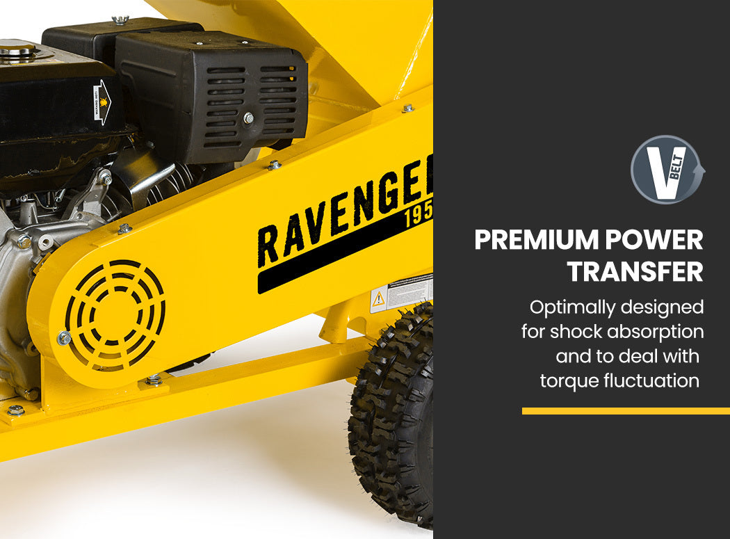 18HP 420cc Petrol Commercial Wood Chipper, Towable, Tree Mulcher - Ravenger 1950