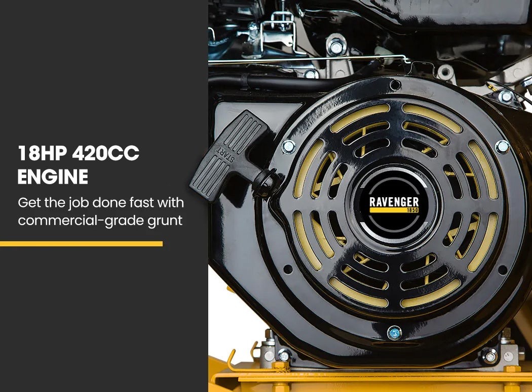 18HP 420cc Petrol Commercial Wood Chipper, Electric Key Start, Tree Mulcher - Ravenger 1850