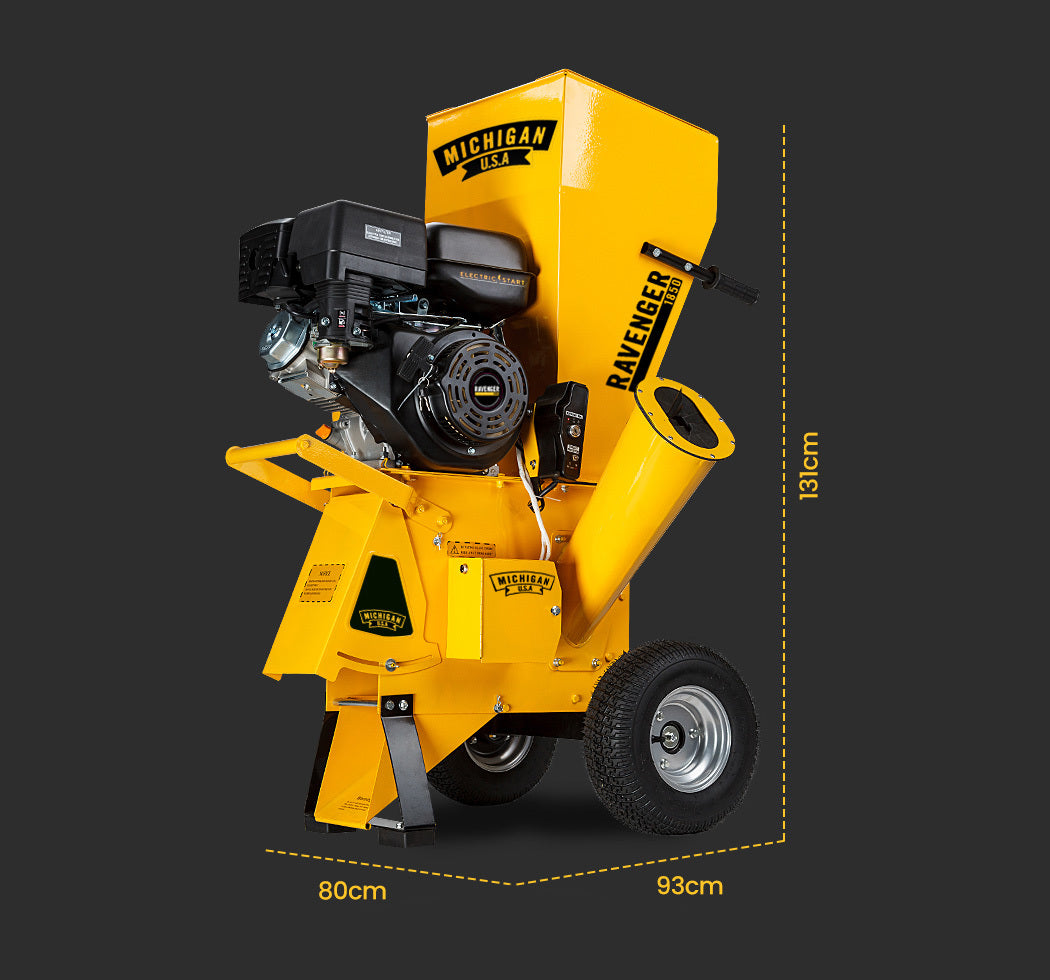 18HP 420cc Petrol Commercial Wood Chipper, Electric Key Start, Tree Mulcher - Ravenger 1850