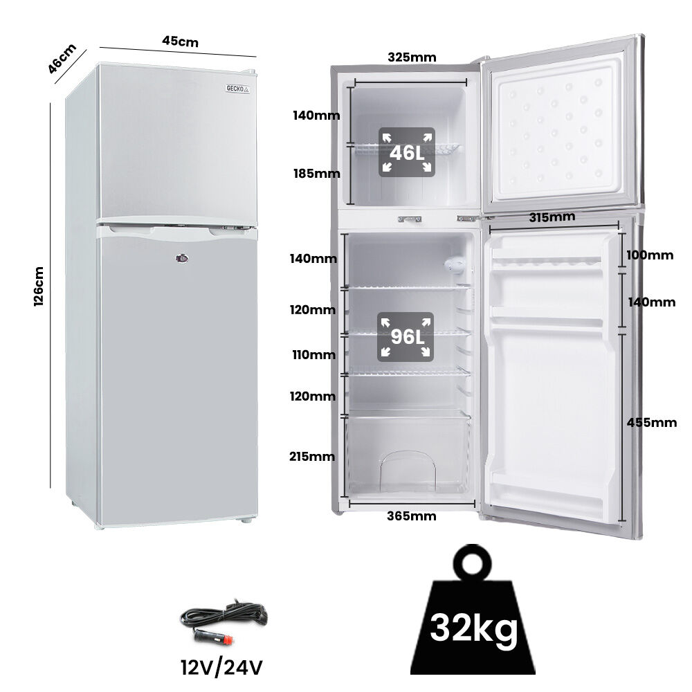 142L Upright Portable Fridge / Freezer, 12V/24V for Motorhome and Caravan, Silver