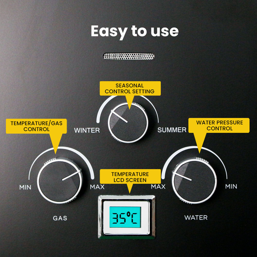 Portable Gas Outdoor Camping Hot Water Heater System, with 12V Pump, Shower Head, Black