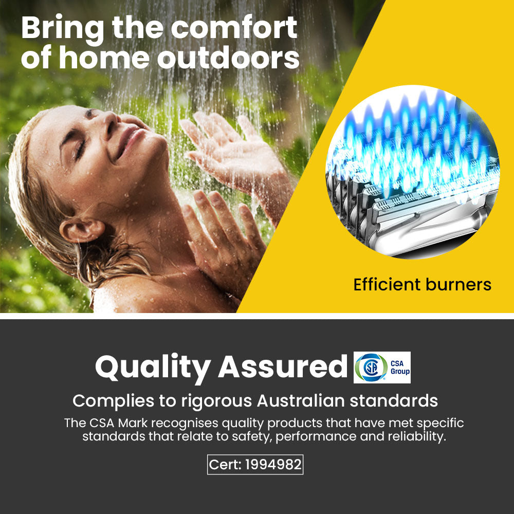 Portable Gas Outdoor Camping Hot Water Heater System, with 12V Pump, Shower Head, Black