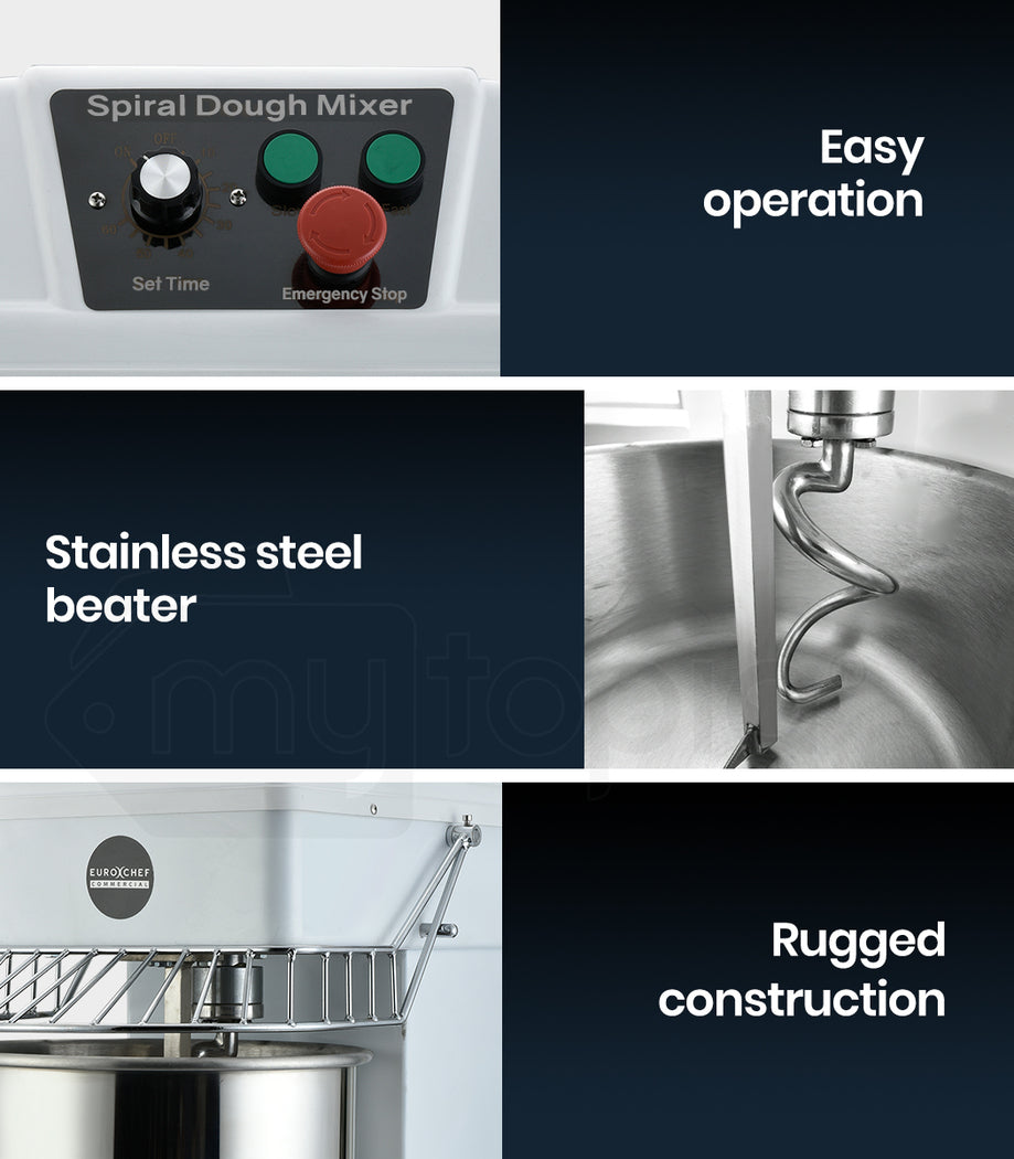 20L Spiral Dough Mixer Commercial Machine Bakery Kneader Litre Small