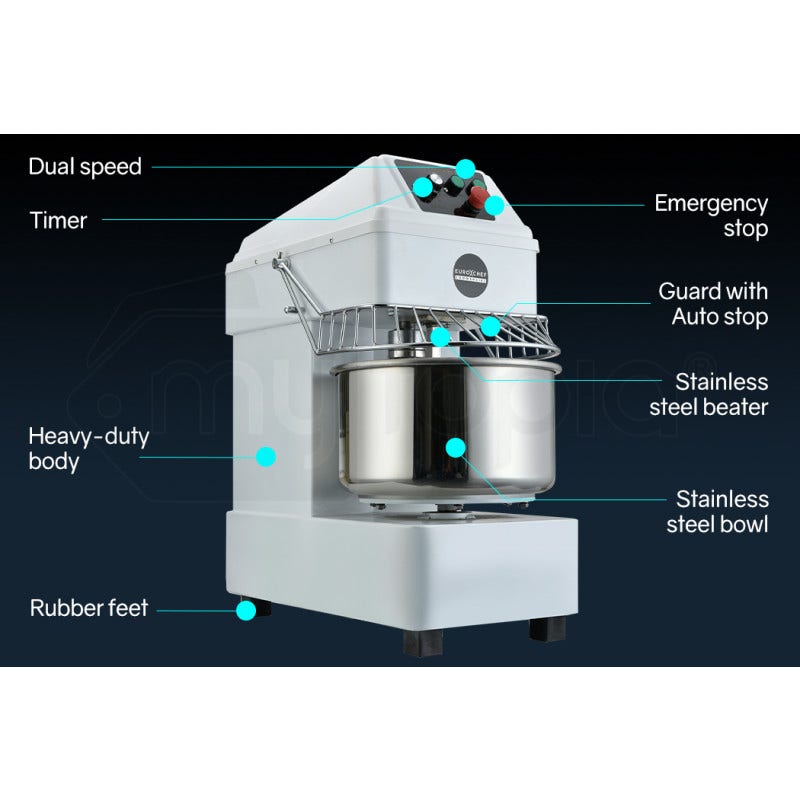 30L Spiral Dough Mixer Commercial Machine Bakery Bread Kneader Litre Small