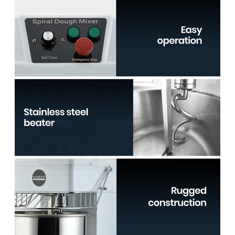 30L Spiral Dough Mixer Commercial Machine Bakery Bread Kneader Litre Small