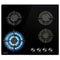 60cm 4 Burner Gas Cooktop, with Wok Burner, Tempered Glass, Natural Gas & LPG, Black
