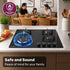 60cm 4 Burner Gas Cooktop, with Wok Burner, Tempered Glass, Natural Gas & LPG, Black