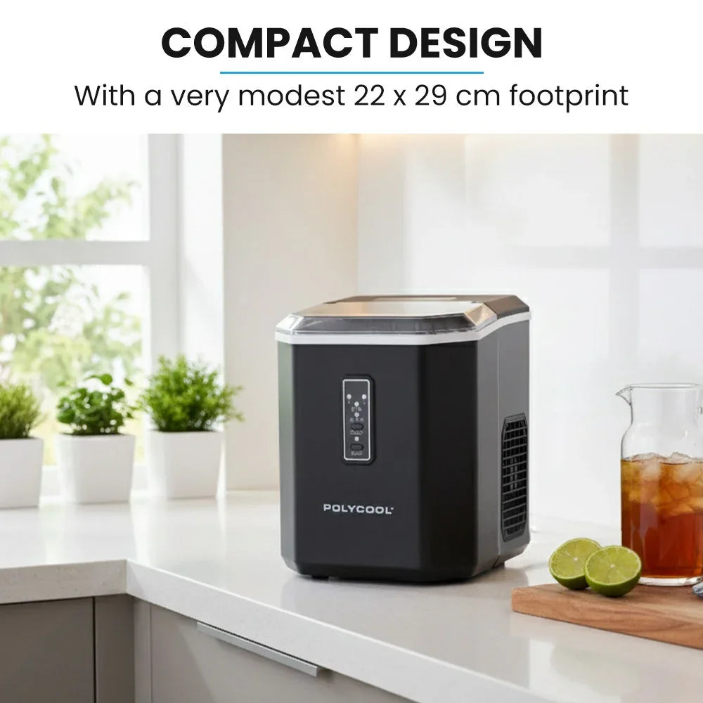 Portable Ice Maker Machine, Automatic, 12kg/day,  Auto Clean, with Scoop and Removable Basket, Black