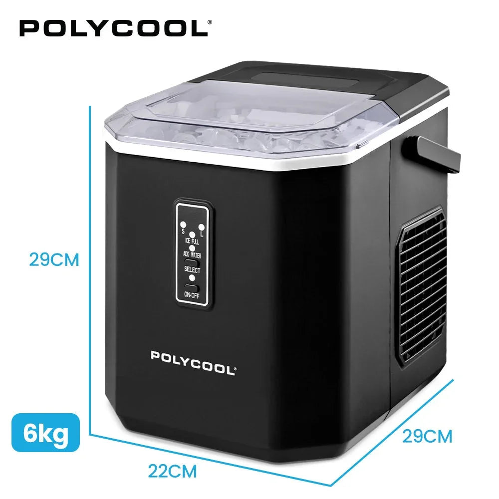 Portable Ice Maker Machine, Automatic, 12kg/day,  Auto Clean, with Scoop and Removable Basket, Black