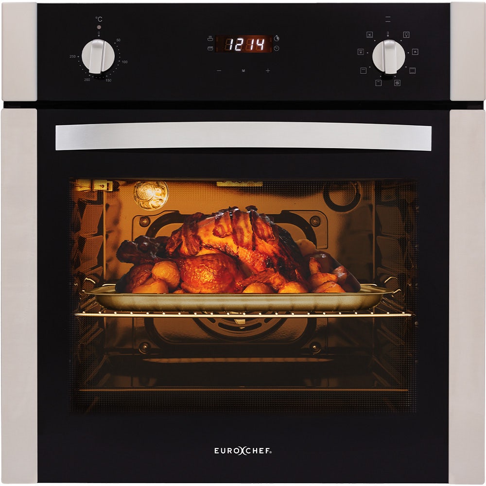 60cm Stainless Built-in 70L Grill 8 Function Fan Forced Electric Wall Oven
