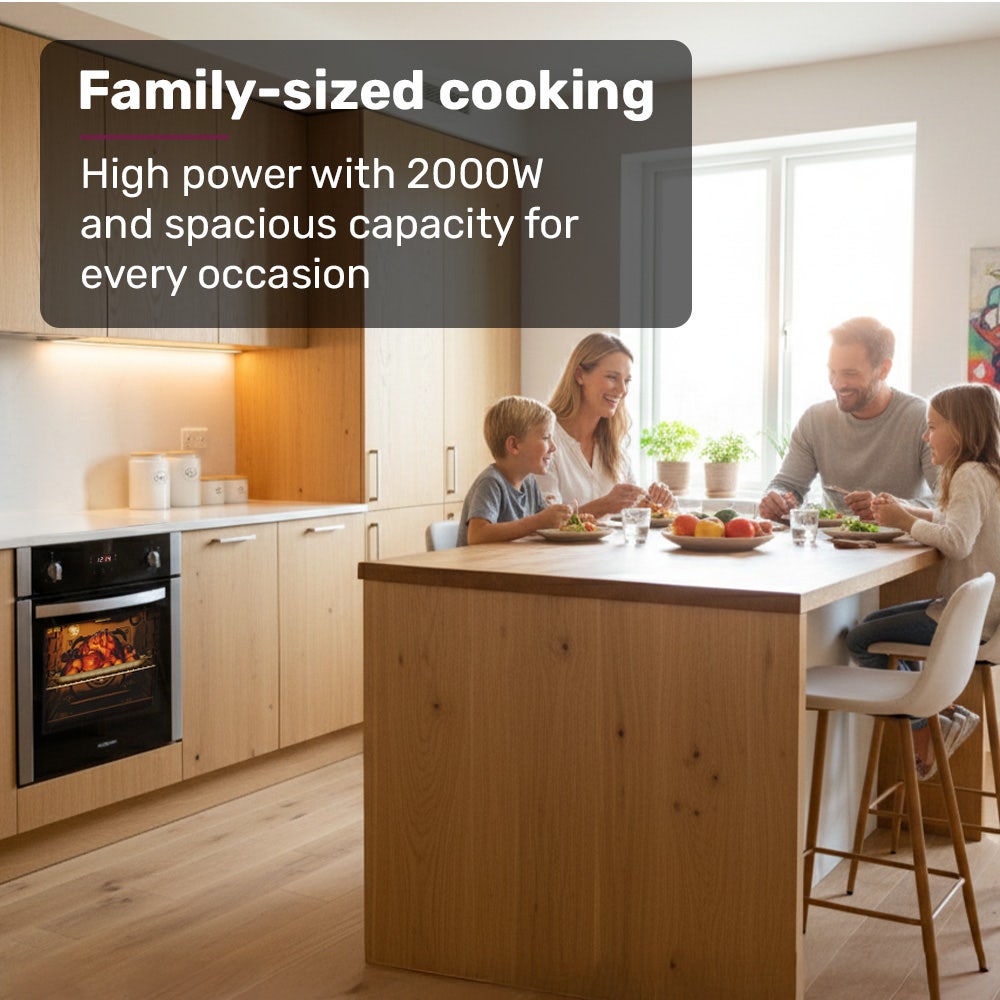 60cm Stainless Built-in 70L Grill 8 Function Fan Forced Electric Wall Oven