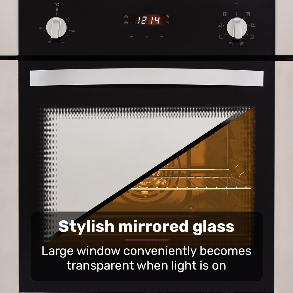 60cm Stainless Built-in 70L Grill 8 Function Fan Forced Electric Wall Oven