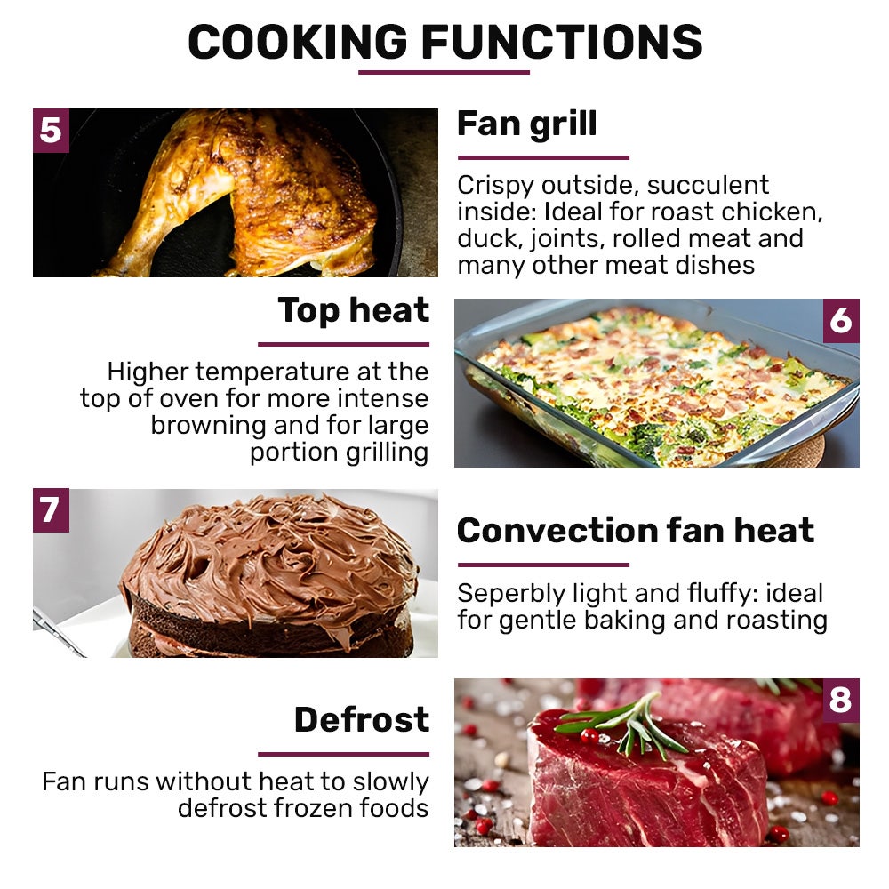 60cm Stainless Built-in 70L Grill 8 Function Fan Forced Electric Wall Oven