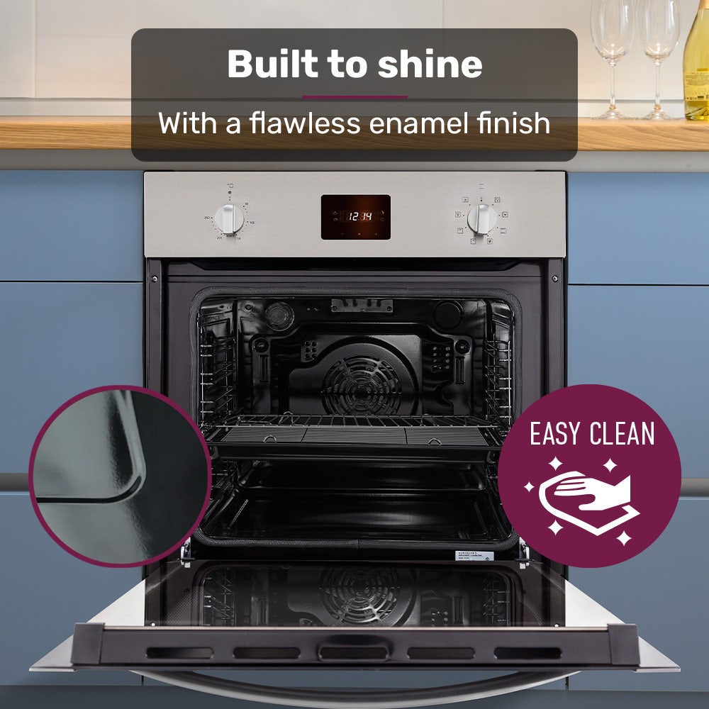 EuroChef 80L Oven Fan Forced Wall Built in Electric Stainless Steel